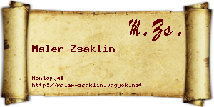 Maler Zsaklin névjegykártya